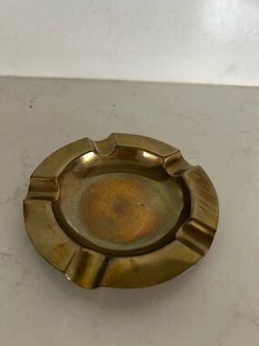 Vintage Brass Ashtray - Round Design in Warm Brass Tone